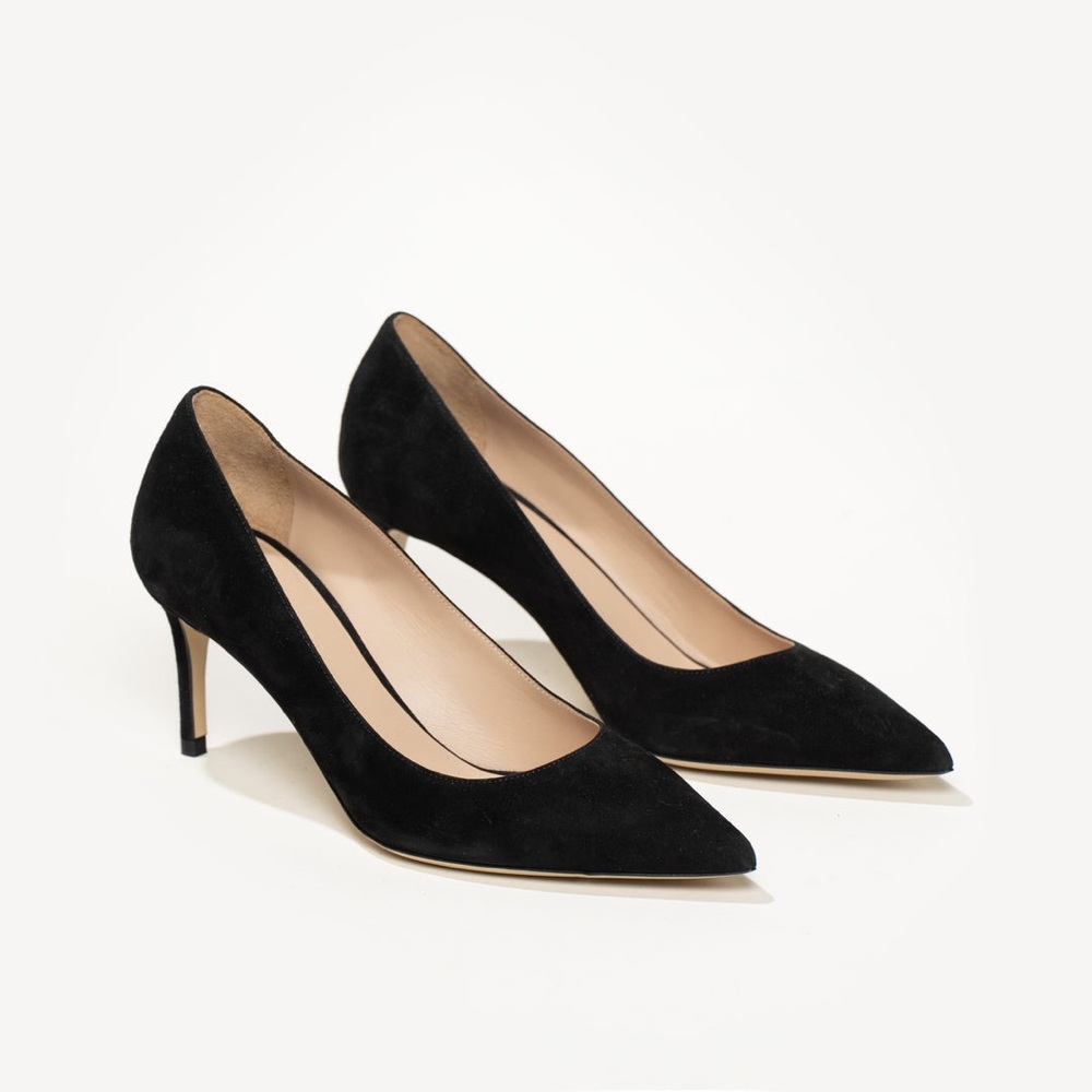 M. Gemi The Esatto 70mm Black Suede Leather Stiletto Heels Size EU 37